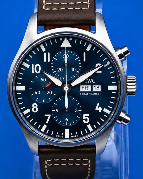 2019 IWC Schaffhausen Pilot Chronograph "Le Petit Prince" 43MM Blue Dial Leather Strap (IW377714)