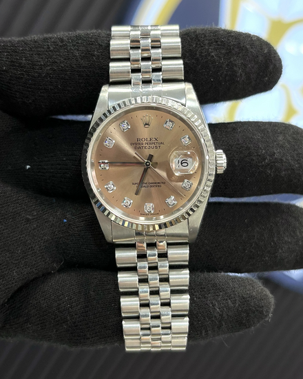 1996 (T Serial) Rolex Datejust 36MM Salmon Dial Jubilee Bracelet (16234)