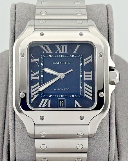 Cartier Santos de Cartier 39.8MM Blue Dial Steel Bracelet (WSSA0030)