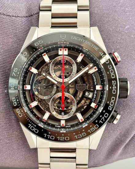 Tag Heuer Carrera HEUER 01 45MM Skeleton Dial Steel Bracelet (CAR2A1Z.FT6044)