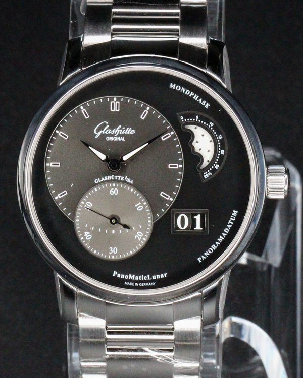 No Reserve - 2021 Glashütte Original PanoMaticLunar 40MM Grey Dial Steel Bracelet (1-90-02-43-32-24)