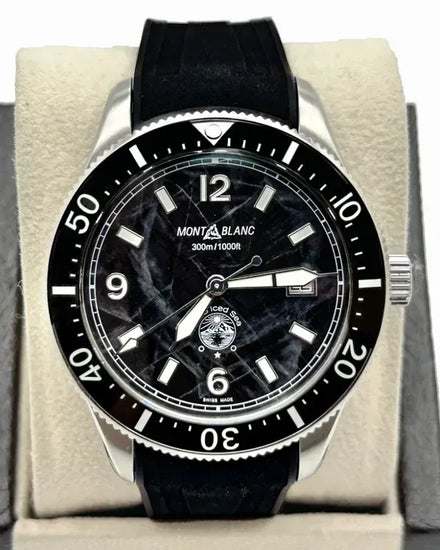 Montblanc 1858 Iced Sea 41MM Black Dial Rubber Strap (MB129371)