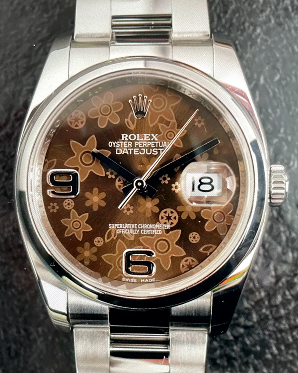 Rolex Datejust 36MM Rhodium "Floral Motif" Dial Oyster Bracelet (116200)