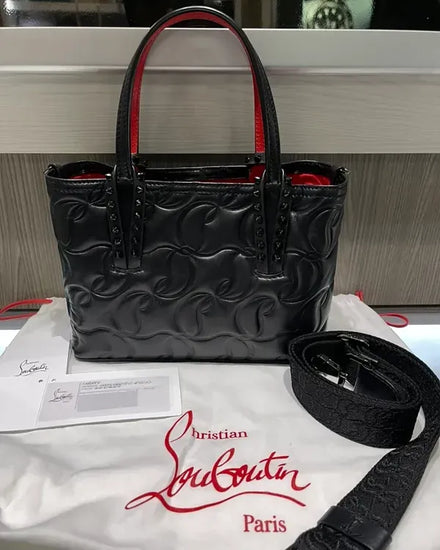 Christian Louboutin Bag Tote Medium Black Leather Steel Hardware Leather Strap (Tote)