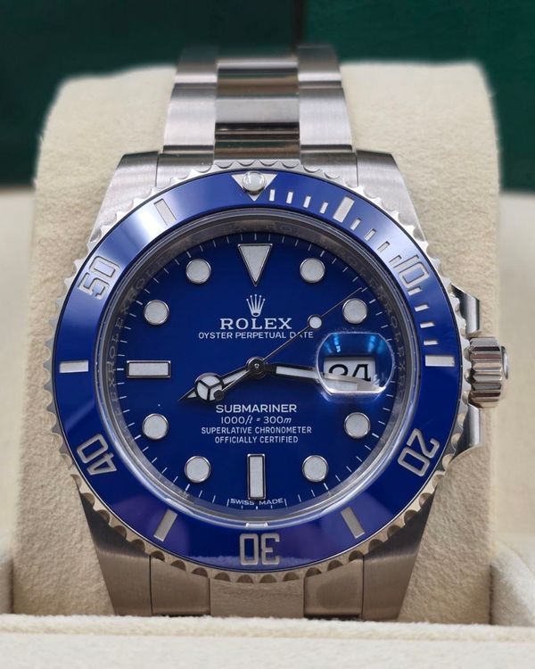 2018 Rolex Submariner Date "Smurf" 40MM Blue Dial White Gold Oyster Bracelet (116619LB)