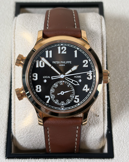 2022 Patek Philippe Calatrava Pilot Travel Time 37.5MM Black Dial Leather Strap (7234R-001)