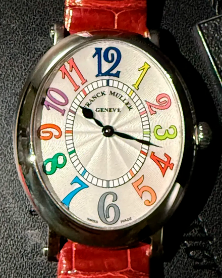 Franck Muller Color Dreams 33.5MM Quartz Silver Dial Leather Strap (1638 B QZ COL DRM V)