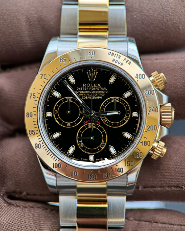 Rolex Cosmograph Daytona 40MM Black Dial Two-Tone Oyster Bracelet (116523)