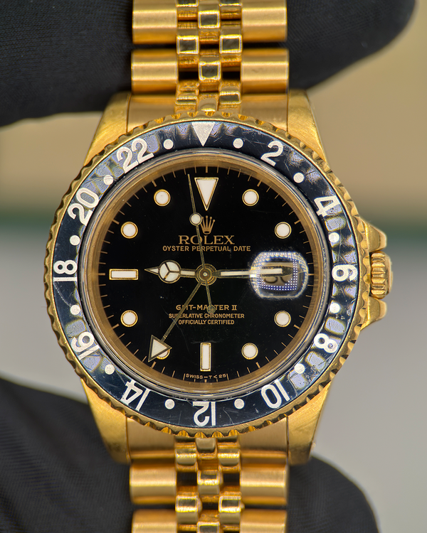 1992 Rolex GMT-Master II 40MM Black Dial Yellow Gold Jubilee Bracelet (16718)