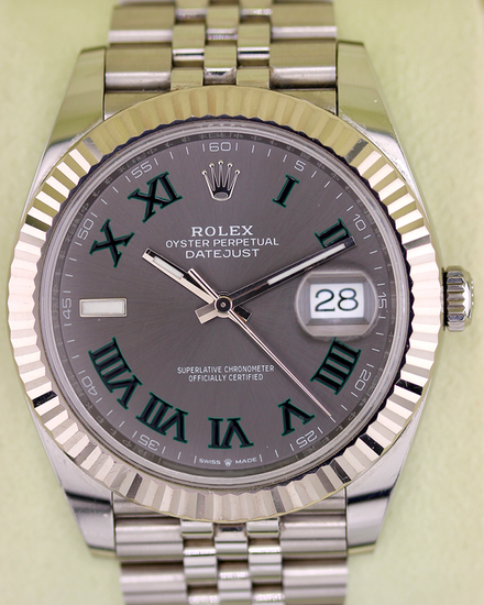 No Reserve - 2021 Rolex Datejust "Wimbledon" 41MM Slate Dial Jubilee Bracelet (126334)
