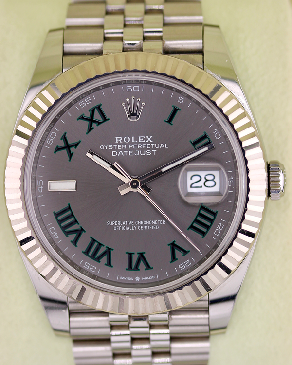 No Reserve - 2021 Rolex Datejust "Wimbledon" 41MM Slate Dial Jubilee Bracelet (126334)