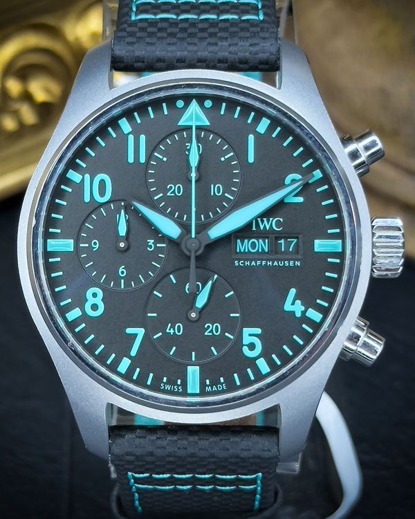 2023  IWC Schaffhausen Pilot Chronograph "Mercedes AMG Petronas F1" 41MM Black Dial Leather Strap (IW388108)