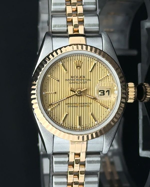 1995 Rolex Lady-Datejust 26MM Champagne "Tapestry" Dial Two-Tone Jubilee Bracelet (69173)
