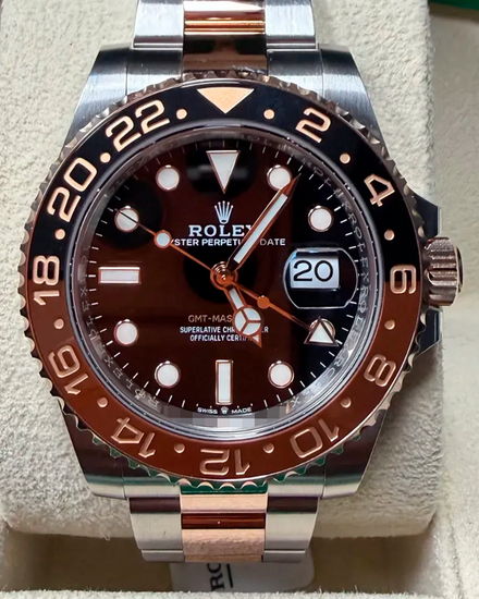 No Reserve - 2022 Rolex GMT-Master II "Rootbeer" 40MM Black Dial Two-Tone Oyster Bracelet (126711CHNR)