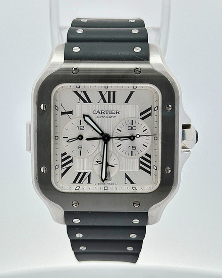 2023 Cartier Santos De Cartier 43MM Silver Dial Rubber Strap (WSSA0017)