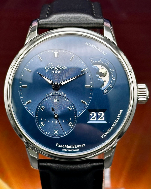 2025 Glashütte Original PanoMaticLunar 40MM Blue Dial Leather Strap (1-90-02-46-32-61)