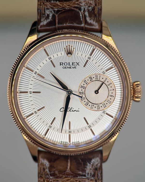 2021 Rolex Cellini Date 39MM Silver Dial Leather Strap (50515)