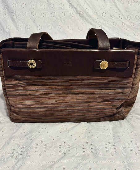 Hermès Herbag Medium Shoulder Bag Brown Toile Canvas Leather Gold-Tone Hardware (Shoulder Bag)