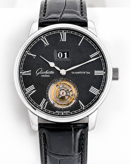 Glashütte Original Senator Flying Tourbillion 42MM Black Dial Leather Strap (1-94-03-04-04-04)