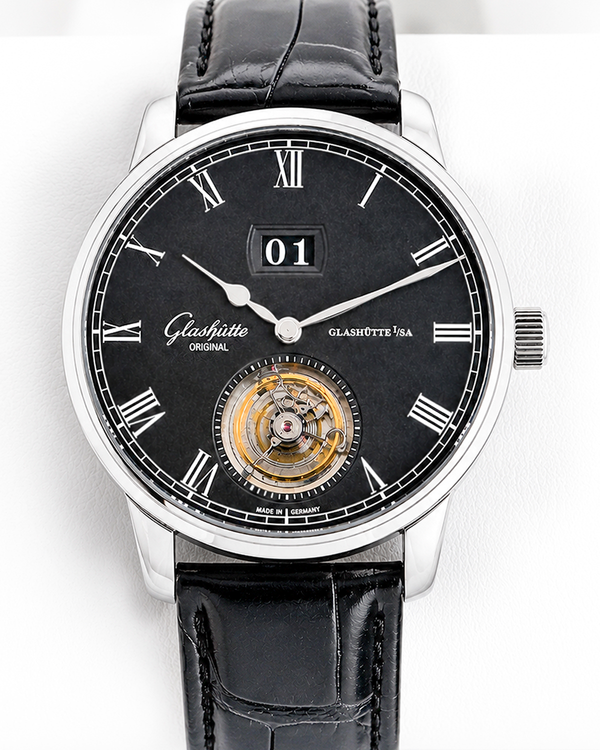 Glashütte Original Senator Flying Tourbillion 42MM Black Dial Leather Strap (1-94-03-04-04-04)