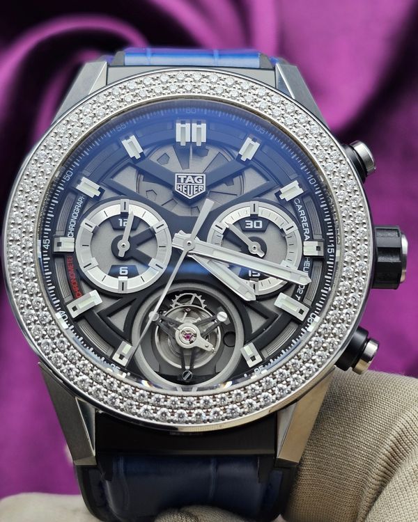 Tag Heuer Carrera Chronograph Tourbillon Heuer 02 45MM Skeleton Dial Leather Strap (CAR5A80.FC6377)