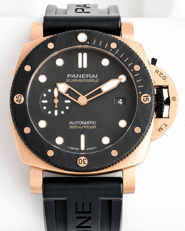 2022 Panerai Submersible Goldtech 44MM Black Dial Rubber Strap (PAM01070)