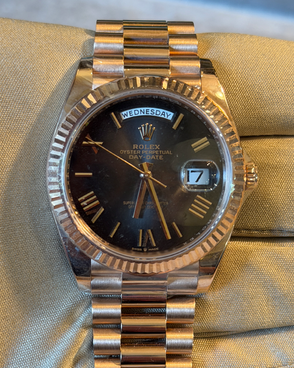 2024 Rolex Day-Date 40MM Black Dial Rose Gold President Bracelet (228235)