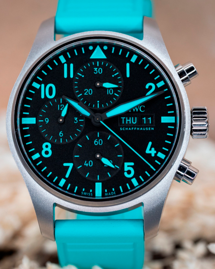 2025 IWC Schaffhausen Pilot Chronograph "Mercedes-AMG Petronas F1" 41MM Black Dial Rubber Strap (IW388108)