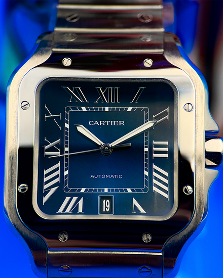 2024 Cartier Santos de Cartier 39.8MM Blue Dial Steel Bracelet (WSSA0030)