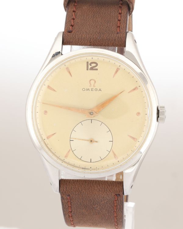 No Reserve - Omega Vintage 38MM Grey Dial Aftermarket Leather Strap (2505-21)
