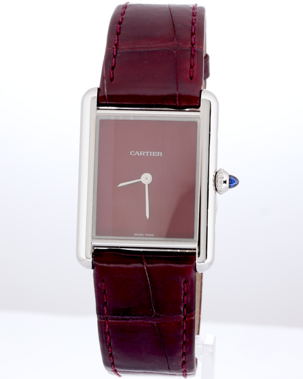 No Reserve - Cartier Tank Must 34MM Quartz Red Dial Leather Strap (WSTA0054)