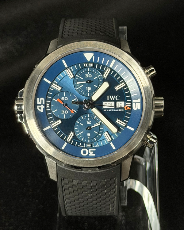 2019 IWC Schaffhausen Aquatimer Chronograph "Expedition Jacques-Yves Cousteau" S.E. 44MM Blue Dial Rubber Strap (IW376805)