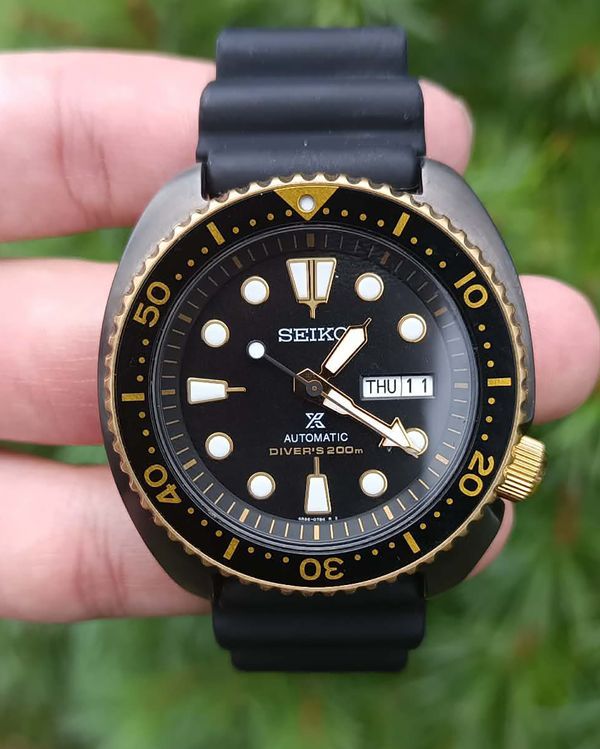 No Reserve - Seiko Prospex "Black Gold" Turtle 45MM Black Dial Rubber Strap (SRPD46K1)