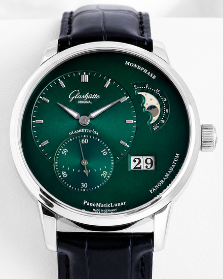 2025 Glashütte Original PanoMaticLunar XL 40MM Green Dial Leather Strap (1-90-02-13-32-31)