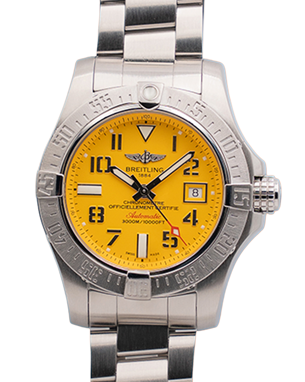 2019 Breitling Avenger II Seawolf 45MM Yellow Dial Steel Bracelet (A17331101l1A1)