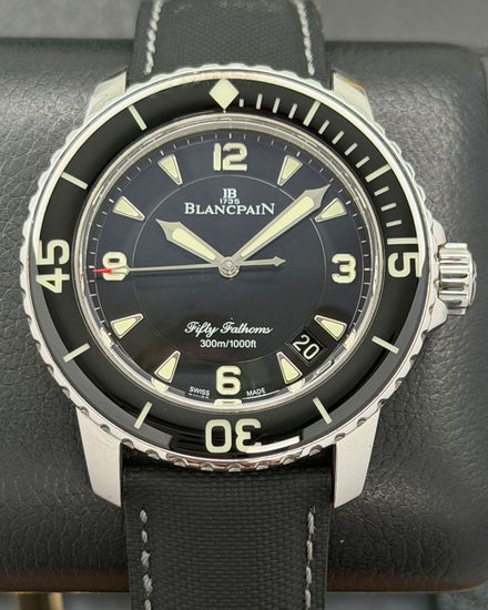 2018 Blancpain Fifty Fathoms 45MM Black Dial Textile Strap (5015-1130-52B)