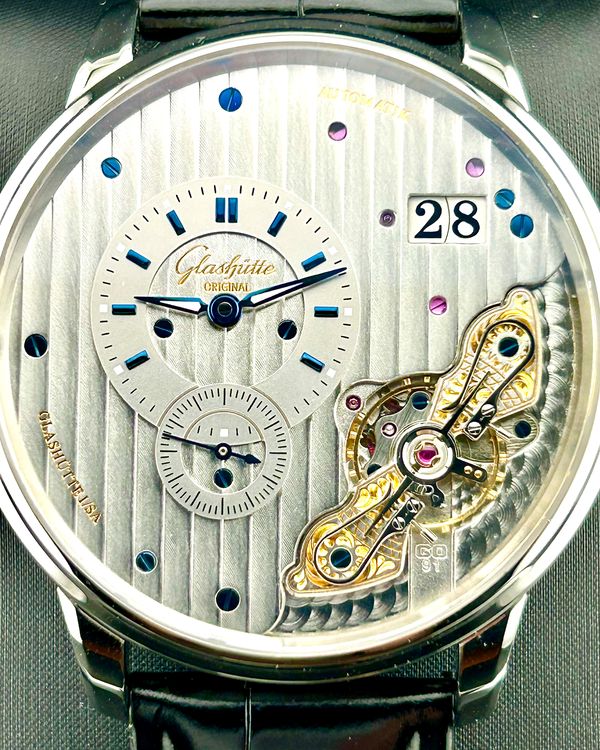 2025 Glashütte Original PanoMaticInverse 42MM Silver Dial Leather Strap (1-91-02-02-02-30)