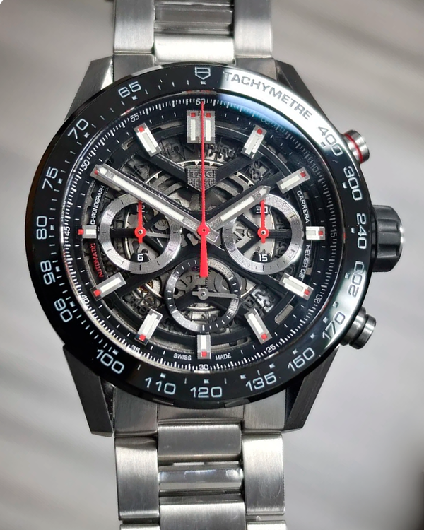 2021 Tag Heuer Carrera 45MM Skeleton Dial Steel Bracelet (CBG2A10)