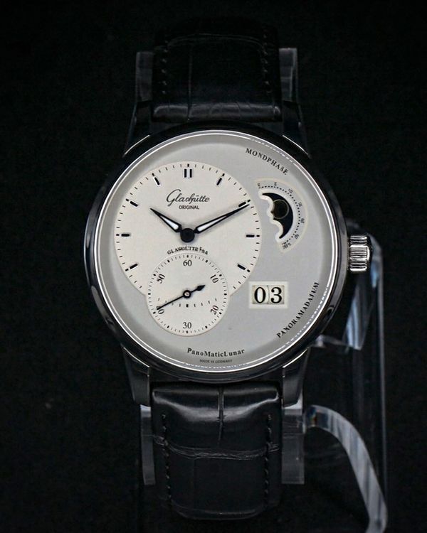 No Reserve - 2022 Glashütte Original PanoMaticLunar 40MM Silver Dial Leather Strap (1-90-02-42-32-50)
