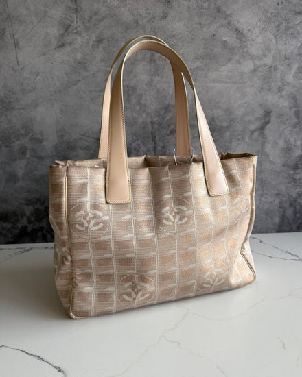 No Reserve - Chanel Bag Travel Line Tote Bag MM Jacquard Canvas Leather Handles (New Travel Line)