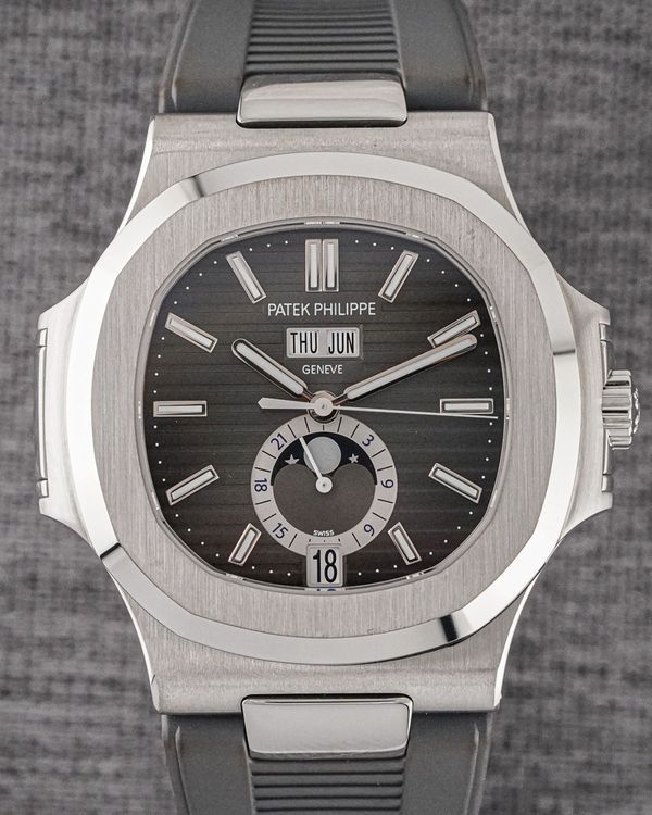 2021 Patek Philippe Nautilus Annual Calendar 40.5MM Black Dial Rubber Strap (5726A-001)