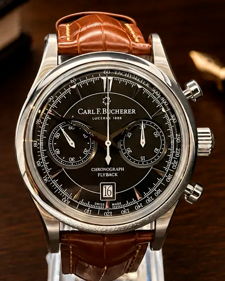 No Reserve - Carl F. Bucherer Manero Chronograph 43MM Black Dial Leather Strap (00.10919.08.33.01)