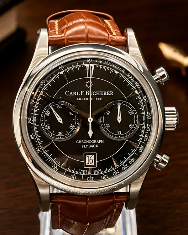No Reserve - Carl F. Bucherer Manero Chronograph 43MM Black Dial Leather Strap (00.10919.08.33.01)
