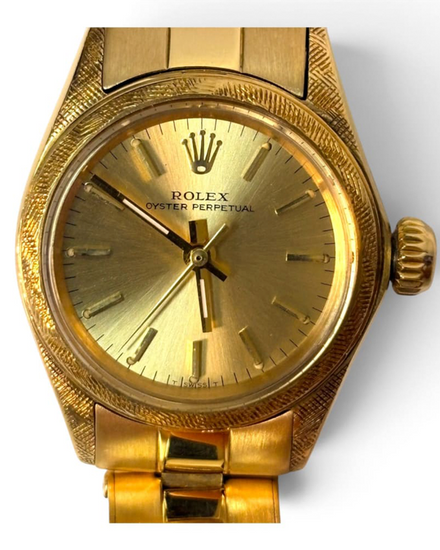 Rolex Oyster Perpetual "Morellis" 26MM Champagne Dial Yellow Gold Oyster Bracelet (6620)