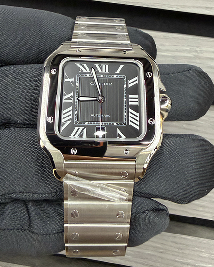 2026 Cartier Santos De Cartier 39.8MM Black Dial Steel Bracelet (WSSA0096)