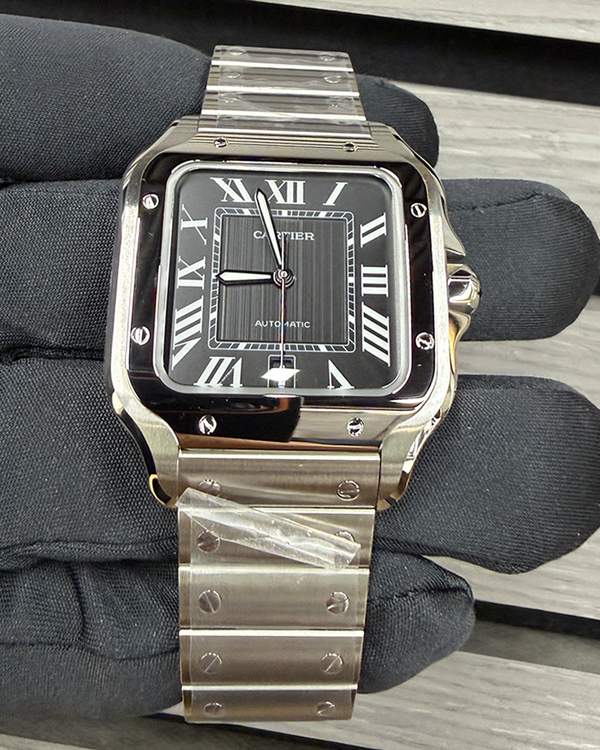 2026 Cartier Santos De Cartier 39.8MM Black Dial Steel Bracelet (WSSA0096)