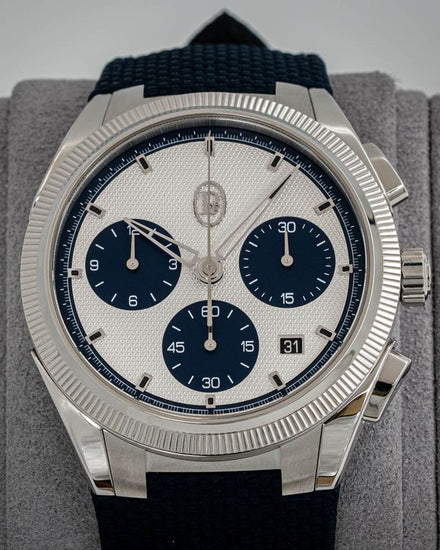 2026 Parmigiani Fleurier Tonda PF Sport Chronograph "Milano Blue" 42MM Silver Dial Rubber Strap (PFC931-1020002-400182)
