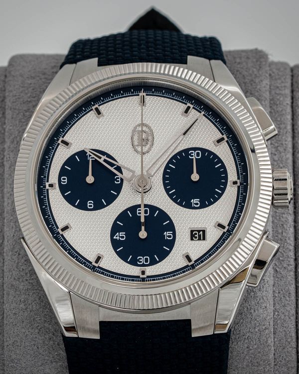 2026 Parmigiani Fleurier Tonda PF Sport Chronograph "Milano Blue" 42MM Silver Dial Rubber Strap (PFC931-1020002-400182)