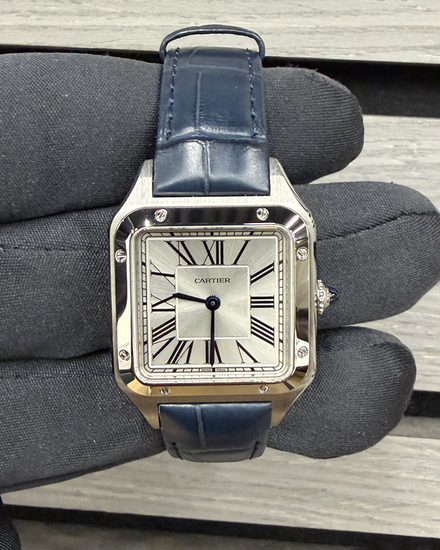 2026 Cartier Santos Dumont 38MM Quartz Silver Dial Leather Strap (WSSA0086)