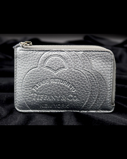 No Reserve - Tiffany Accessories RTT Return to Tiffany Silver Leather Silver-Tone Hardware Small Zip Wallet (GRP10793)